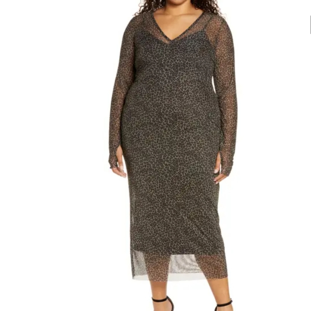 New AFRM  NORDSTROM LEOPARD MIDI Dress 3X plus